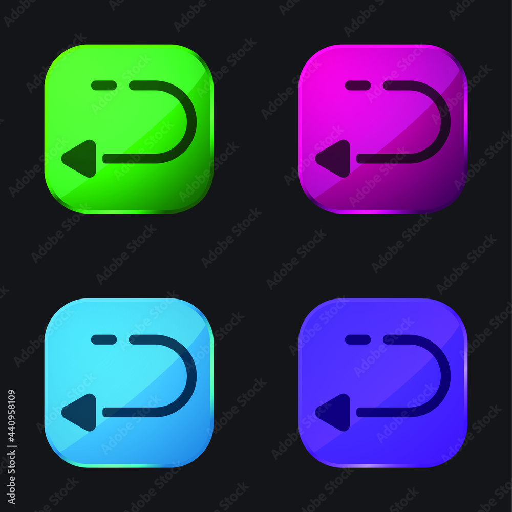 Back four color glass button icon Back four color glass button icon