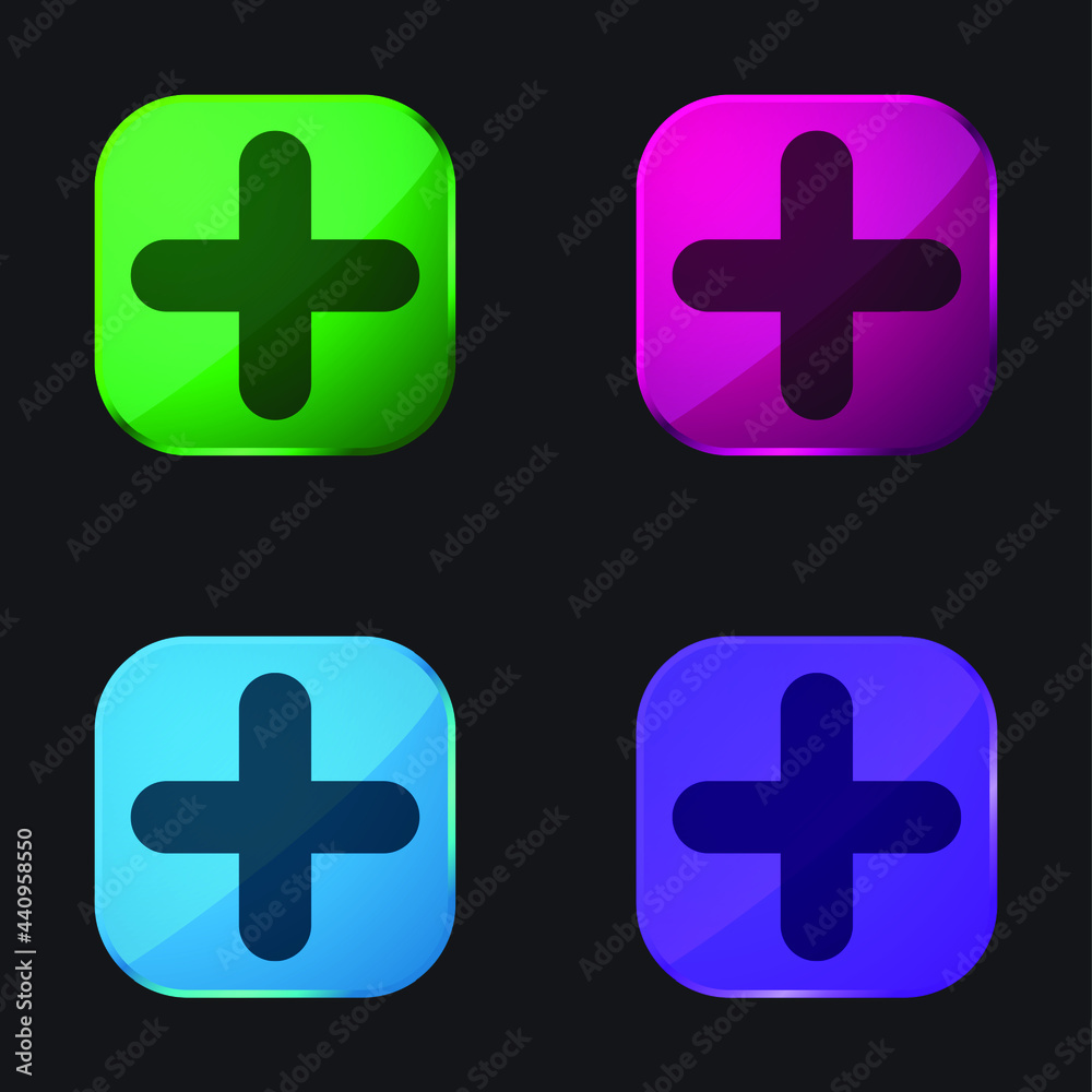 Obraz premium Addition Sign four color glass button icon