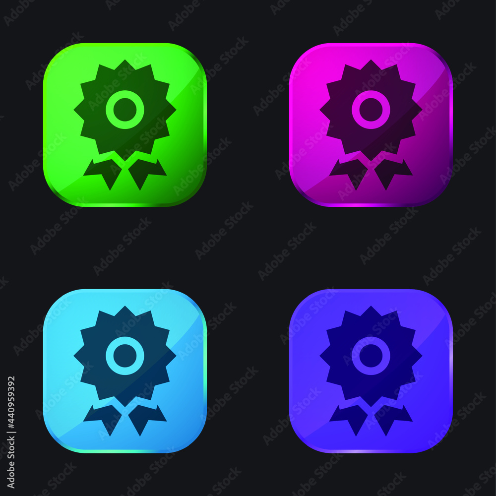 Award four color glass button icon