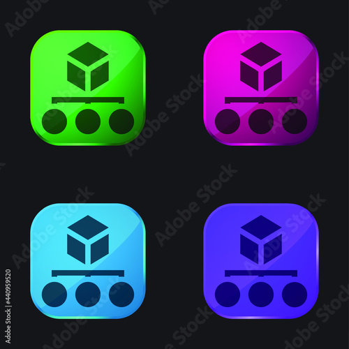 Algorithm four color glass button icon