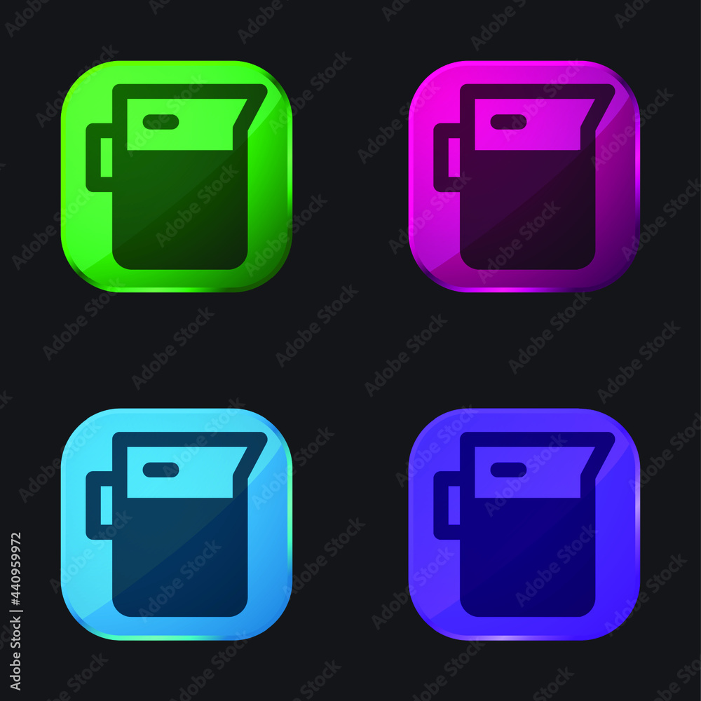 Beaker four color glass button icon Beaker four color glass button icon
