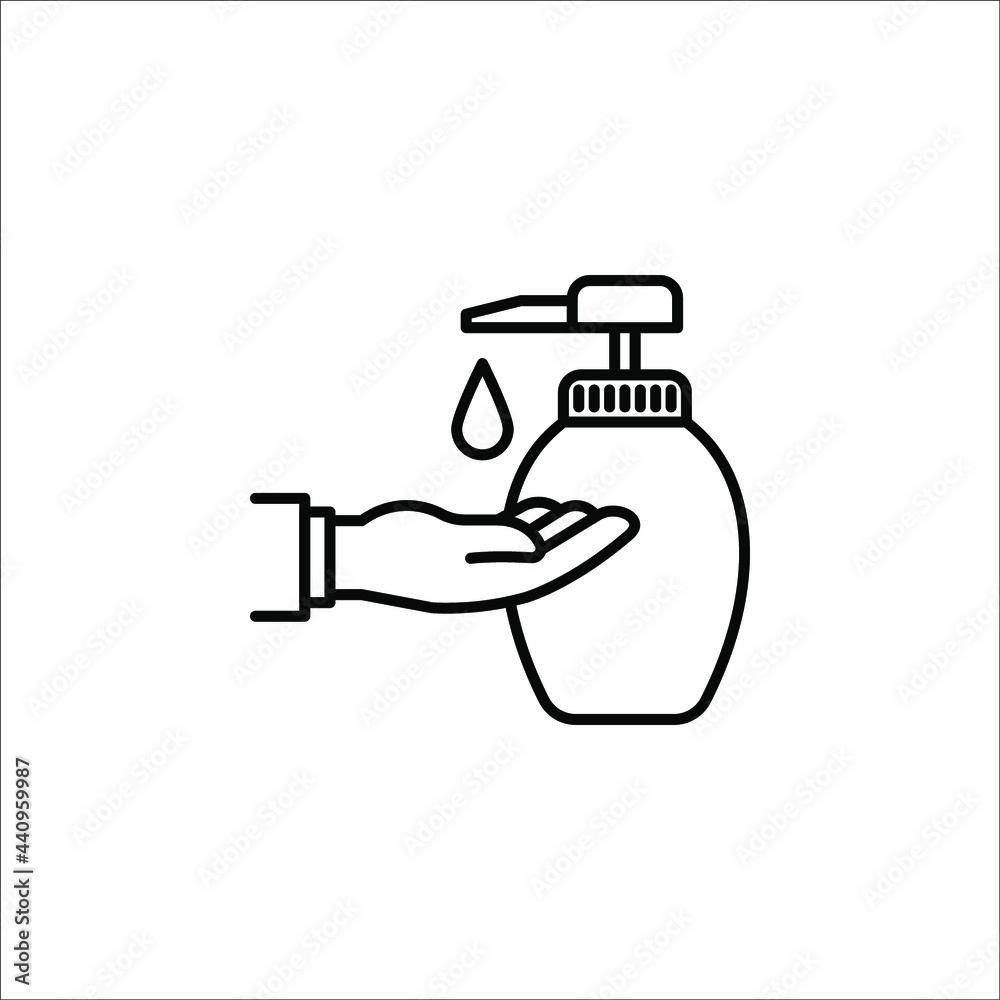 Hand wash in sanitizer line icon. Vector illustration on white background. color editable Hand wash in sanitizer line icon. Vector illustration on white background. color editable