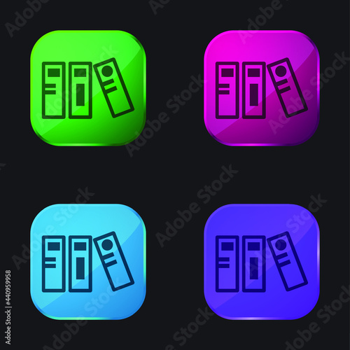 Archives four color glass button icon