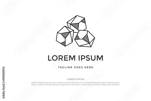Simple Minimalist Geometric Gem Stone Rock Logo Design Vector