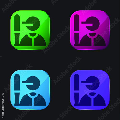 Batter four color glass button icon