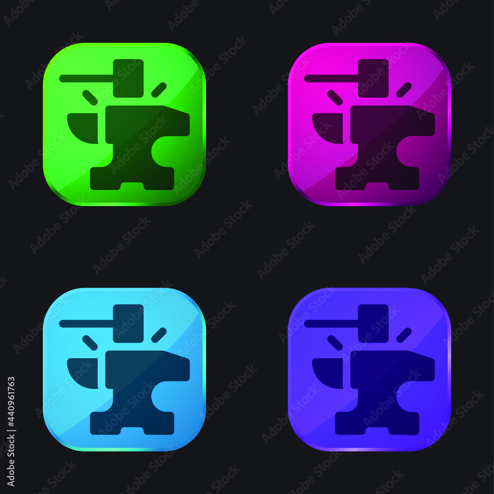 Anvil four color glass button icon Anvil four color glass button icon