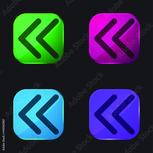 Arrowheads Of Thin Outline To The Left four color glass button icon