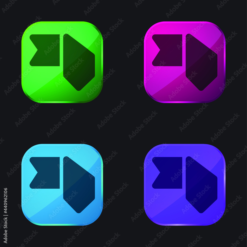 Bookmark four color glass button icon Bookmark four color glass button icon