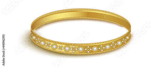 a gold diamond cut bangles hand Bracelet bangle woman fashion jewelry vector illustration.eps photo