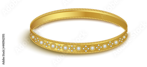 Bild auf Leinwand a gold diamond cut bangles hand Bracelet bangle woman fashion jewelry vector illustration