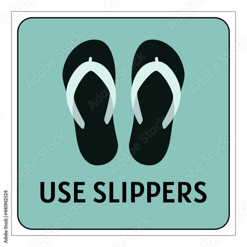 Use slippers, sign. Warning sign to wear slippers in the pool. Vector illustration