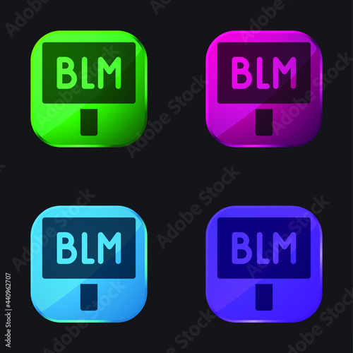 Black Lives Matter four color glass button icon