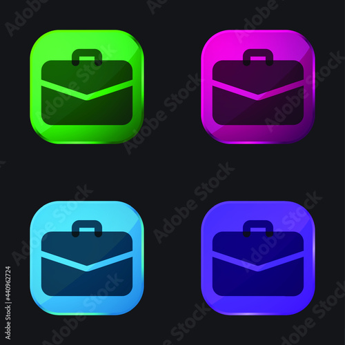 Briefcase four color glass button icon