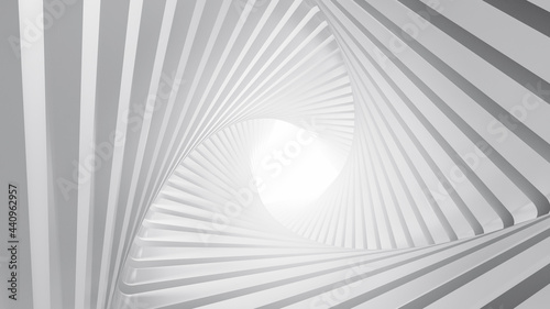 Abstract and Illustration of a white triangle background light and shadow with free space in right.3D rendering and copy space.
