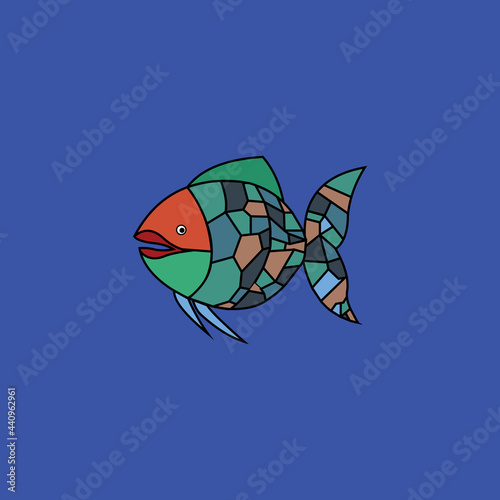 cubism fish design, full color 