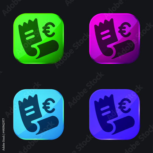 Bill four color glass button icon