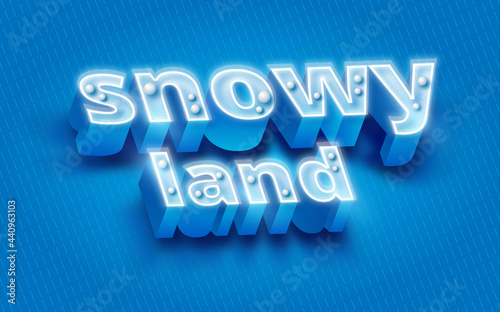 Snowy land 3d typography with isometric effect