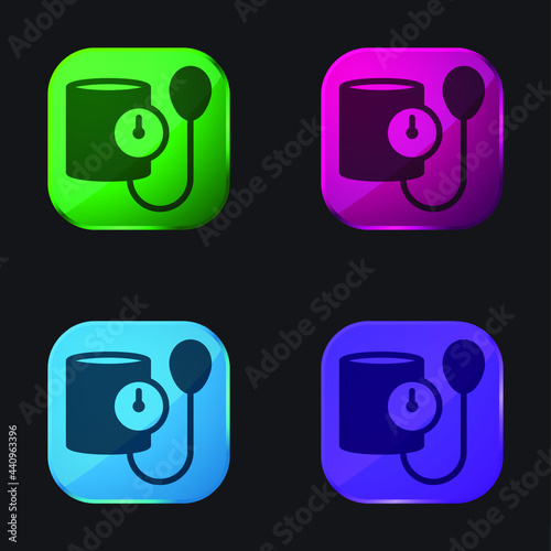 Blood Pressure four color glass button icon