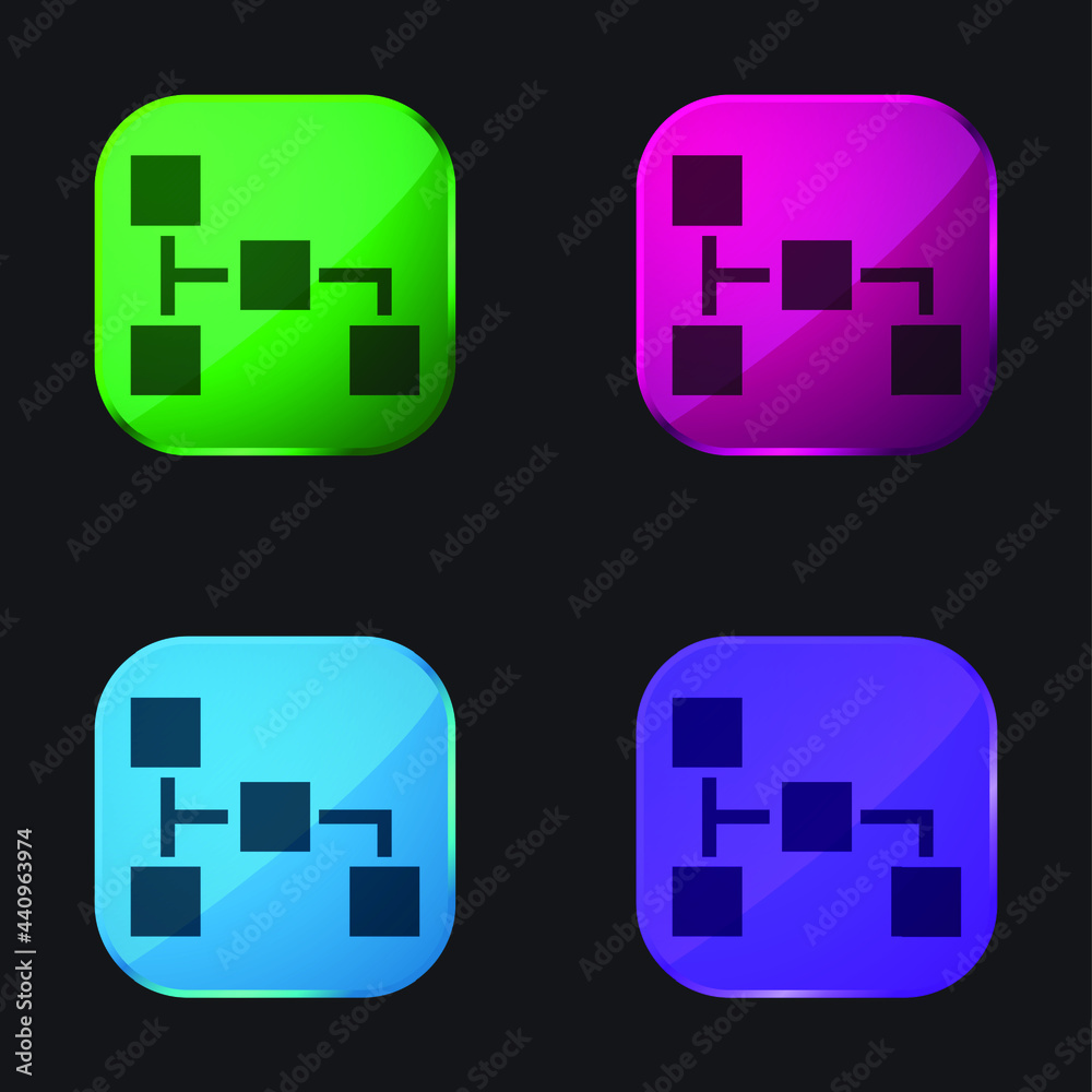 Obraz premium Block Scheme four color glass button icon