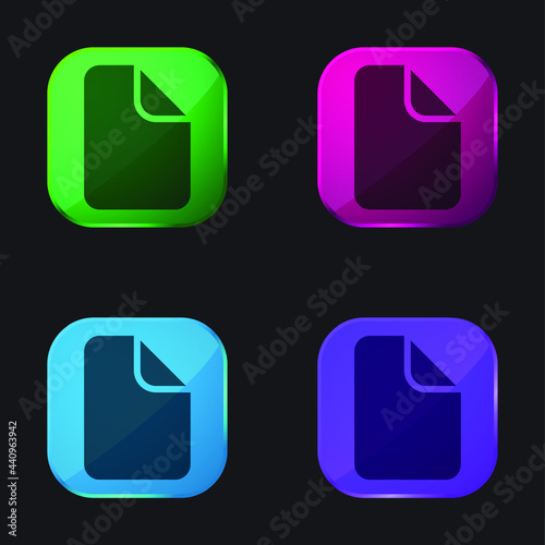 Free Download Blank Page four color glass button icon - GFXLoad