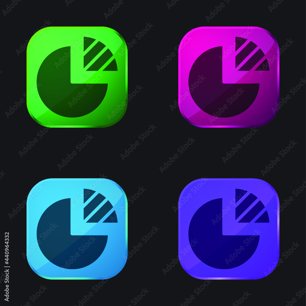 Analytics four color glass button icon
