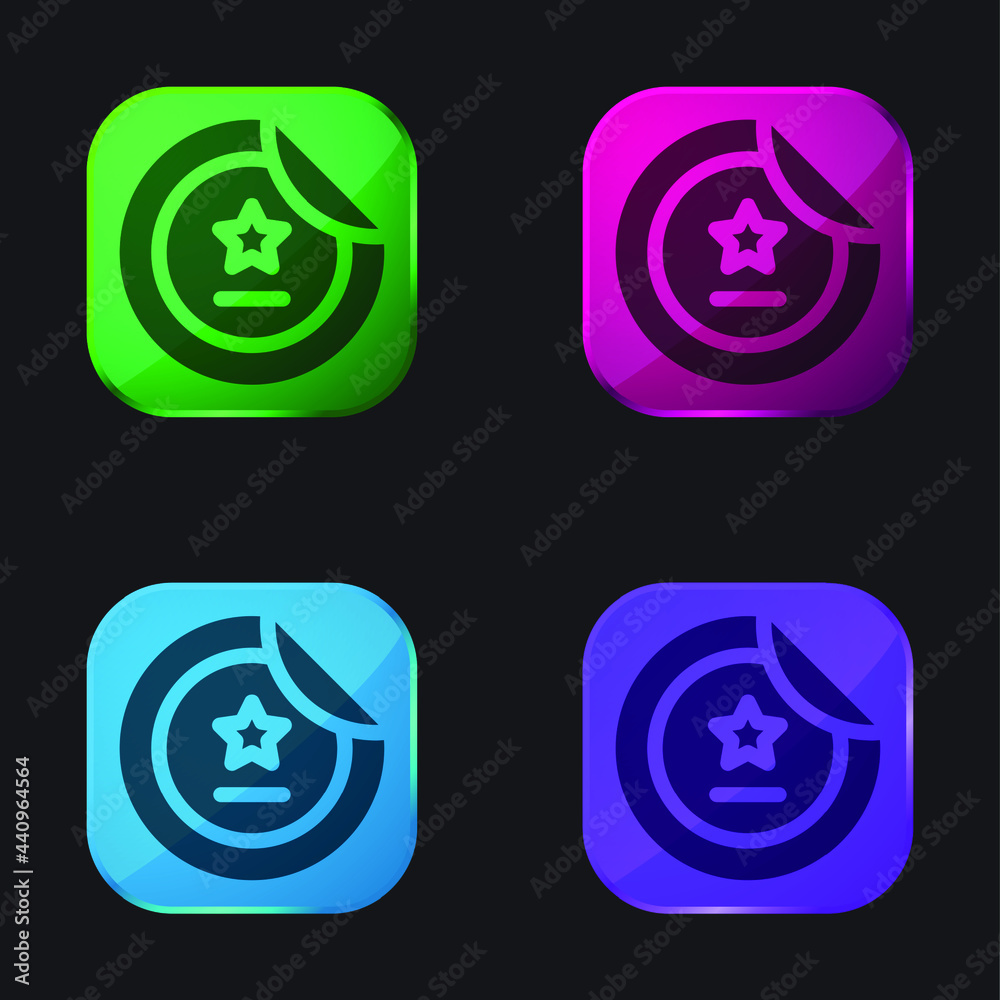 Badge four color glass button icon Badge four color glass button icon