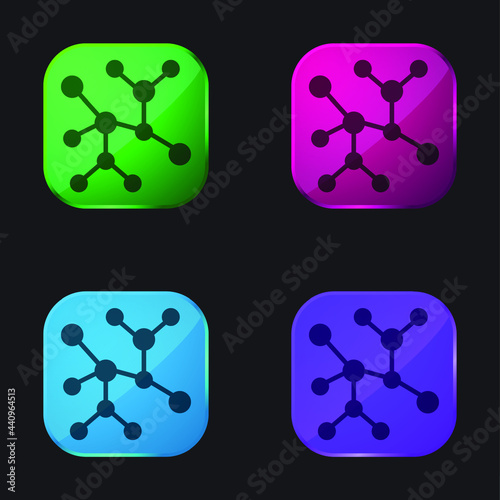 Analytics four color glass button icon