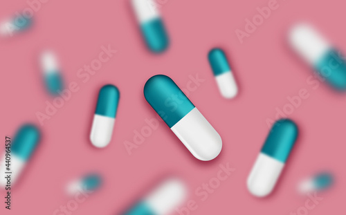 Close up view of 3d capsule illustration