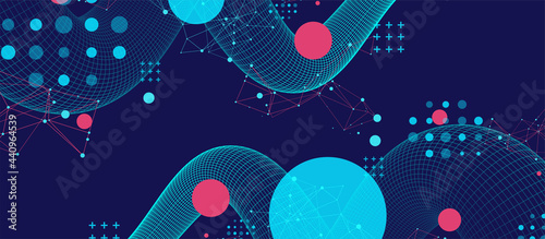 Modern science or technology art background. Vector wireframe tentacle.