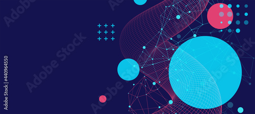 Modern science or technology art background. Vector wireframe tentacle.