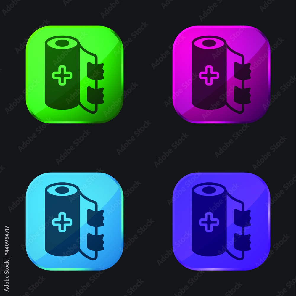 Bandage four color glass button icon