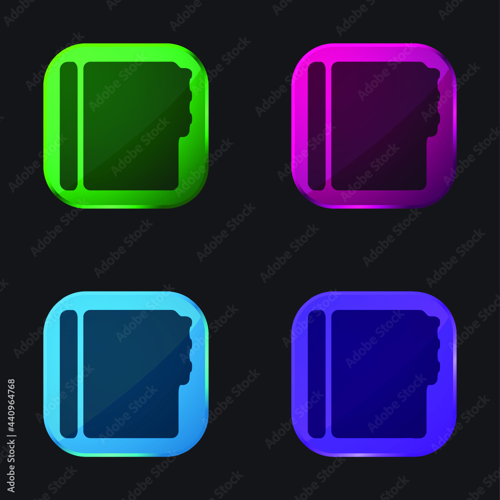 Address Book Black Shape four color glass button icon Address Book Black Shape four color glass button icon