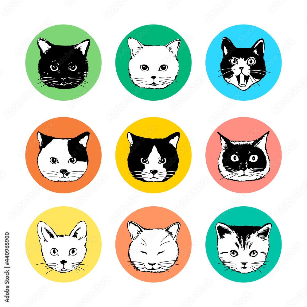 猫のアイコンセット ベクターイラスト素材 猫のアイコンセット ベクターイラスト素材