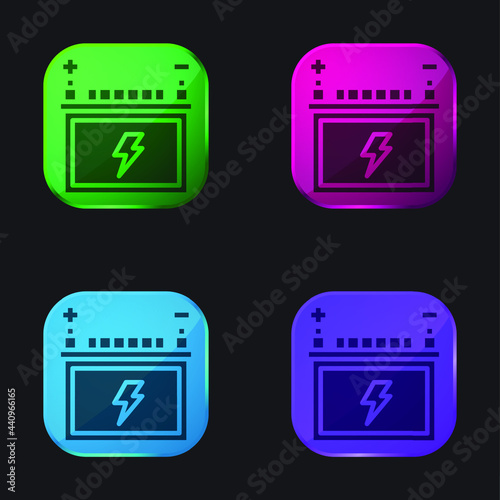 Battery four color glass button icon