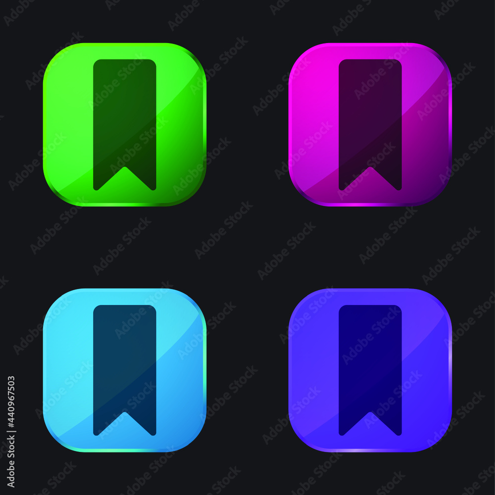 Bookmark four color glass button icon Bookmark four color glass button icon