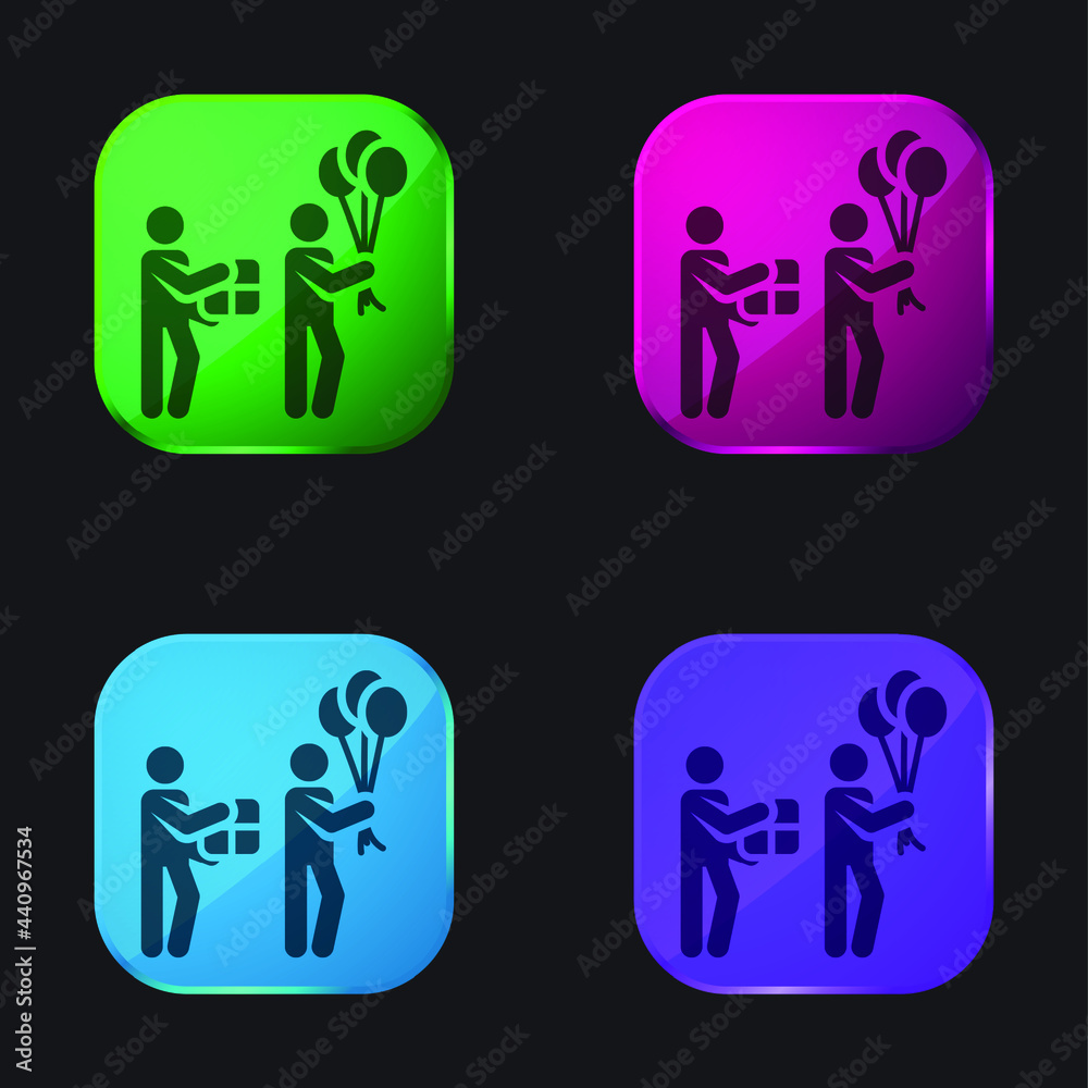 In Black Version four color glass button icon In Black Version four color glass button icon