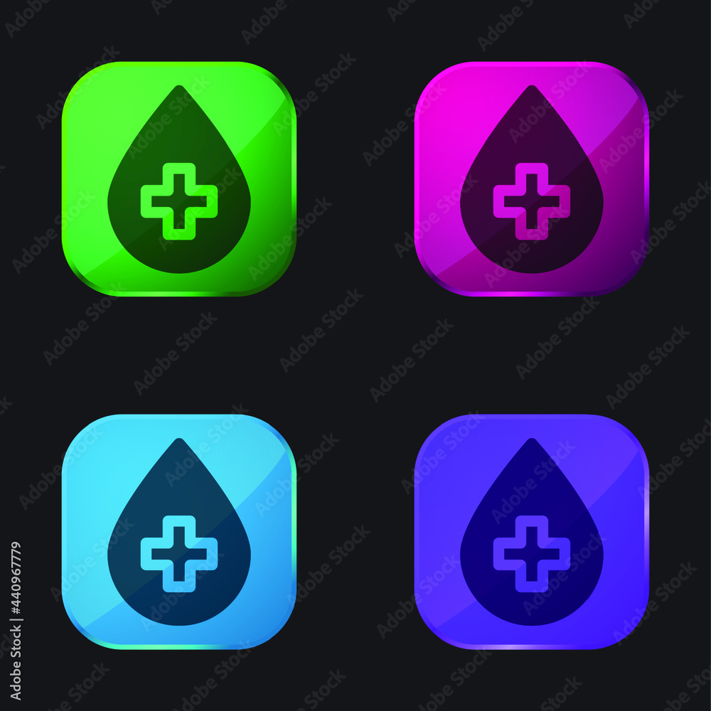Blood Donation four color glass button icon Blood Donation four color glass button icon