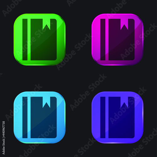 Free Download Bookmark In Agenda four color glass button icon - GFXLoad