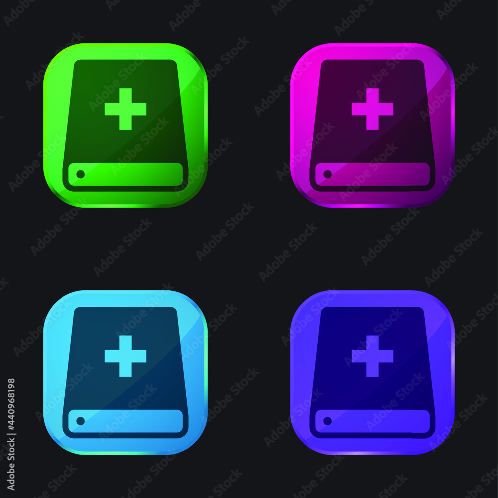 Bible With Cross Symbol Variant four color glass button icon Bible With Cross Symbol Variant four color glass button icon