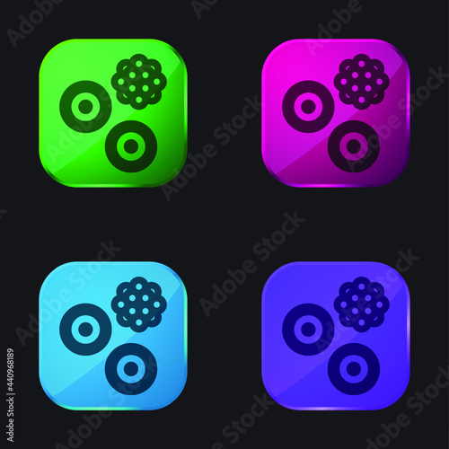 Blood Cells four color glass button icon