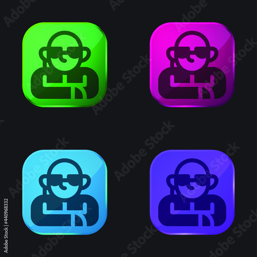 Bodyguard four color glass button icon