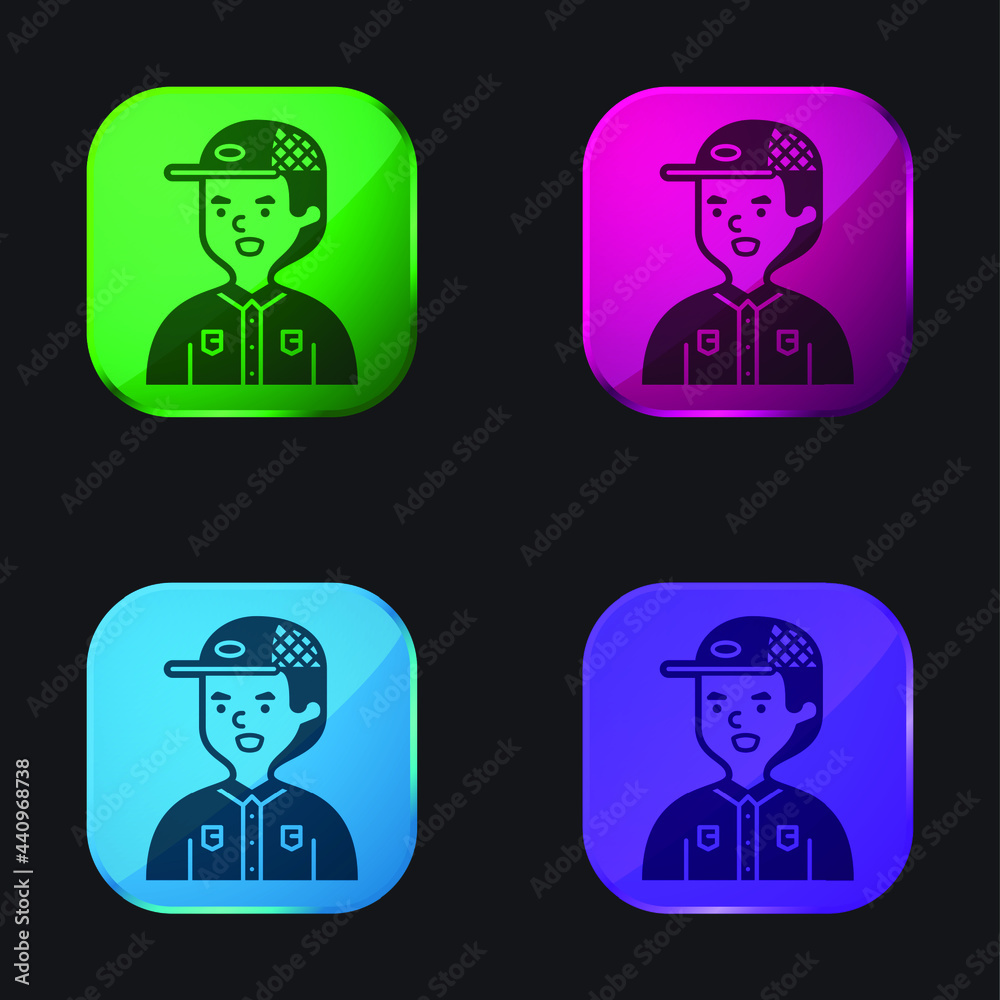 In Black Version four color glass button icon In Black Version four color glass button icon