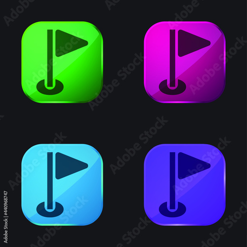 Birdie four color glass button icon