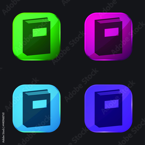 Book Education Tool four color glass button icon