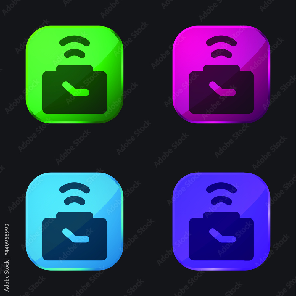 Alarm Clock four color glass button icon Alarm Clock four color glass button icon
