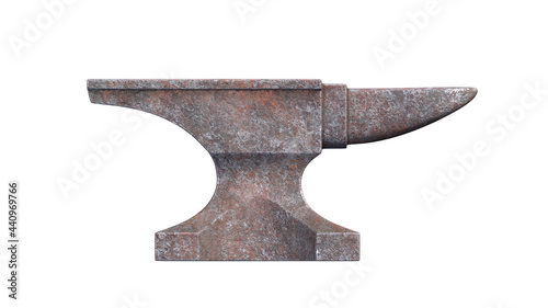 Rusty anvil isolated on white background. 3d render illustration