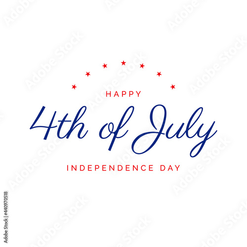 Happy 4th of July American Independence Day Square Banner Design Template. 4th of July Handwritten Style Cursive Text with Stars on White Background.
