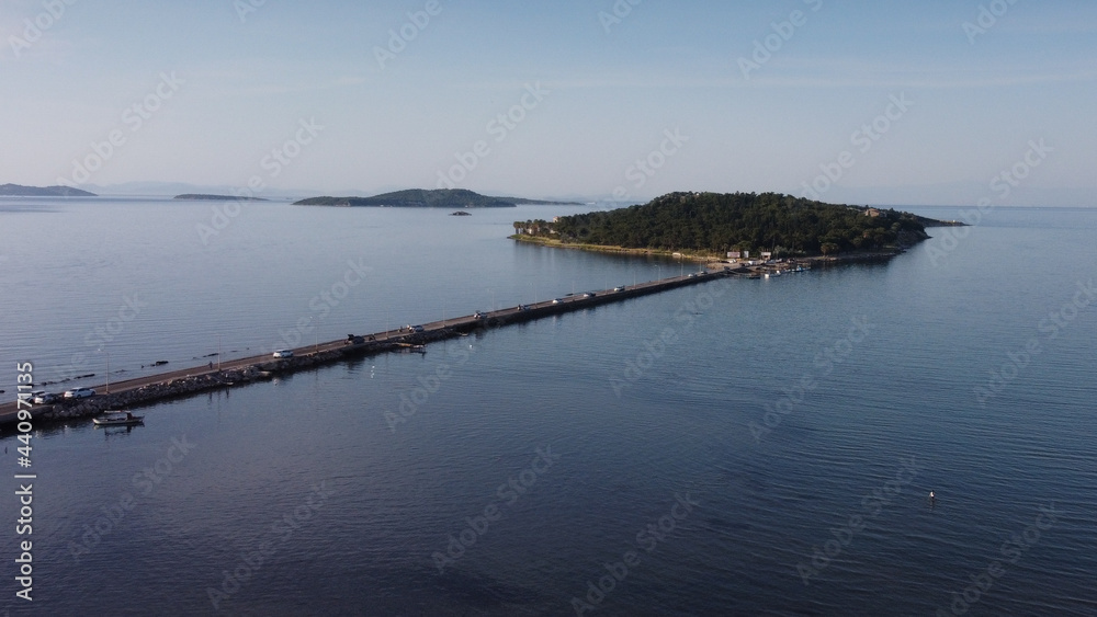 Izmir's Urla district Quarantine glance to the remote island, Turkey. drone air photo. High quality photo