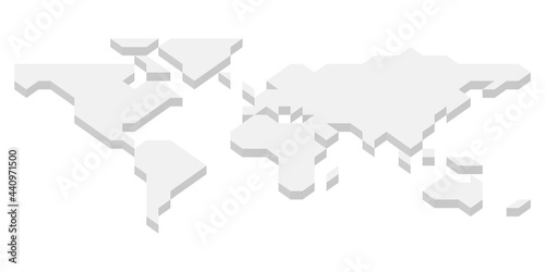 Fototapeta Naklejka Na Ścianę i Meble -  3D grey isometric map of World. Simplified vector illustration