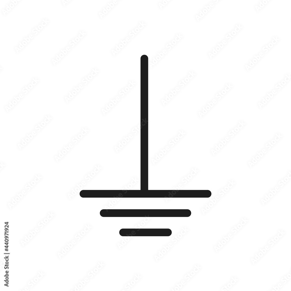 Ground icon, sign. Electrical symbol isolated on white background. ESD, EPA. Common ground point. Electrostatic protected area. Vector Illustration. EPS10. Ground icon, sign. Electrical symbol isolated on white background. ESD, EPA. Common ground point. Electrostatic protected area. Vector Illustration. EPS10.